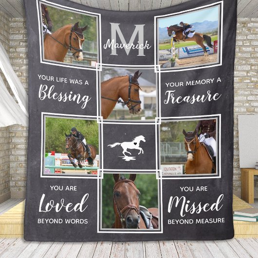 Horse Memorial Unieke fotocollage Fleece Deken