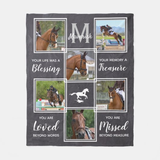 Horse Memorial Unieke fotocollage Fleece Deken (Voorkant)