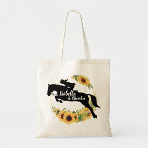 Horse Monogram Gele zonnebloemen Silhouette Tote Bag