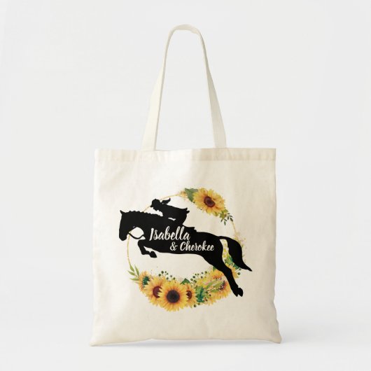 Horse Monogram Gele zonnebloemen Silhouette Tote Bag (Voorkant)