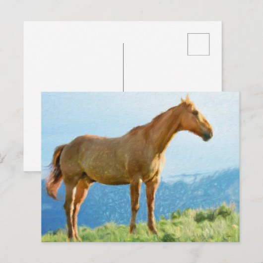 *~* Horse - Mountains Hill AR22 Equine Waterverf Briefkaart (Voorkant / Achterkant)