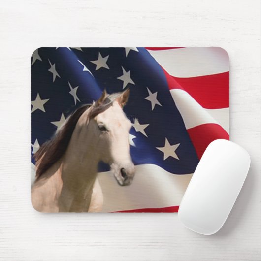 Horse Mousepad Amerikaanse vlag Muismat (Met muis)