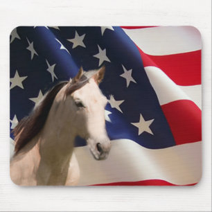 Horse Mousepad Amerikaanse vlag Muismat