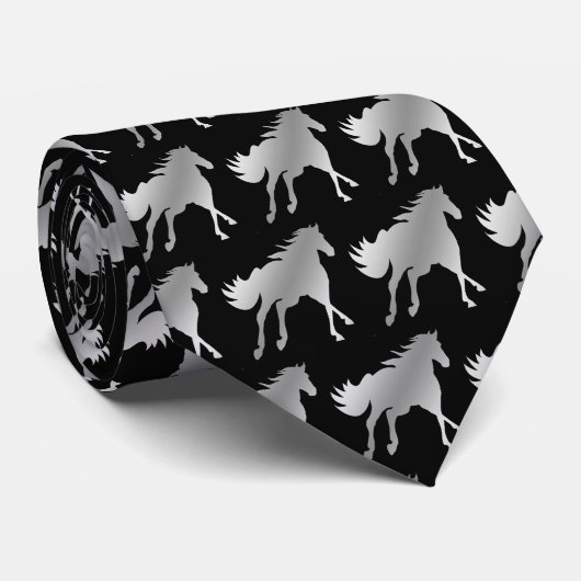 Horse Mustang Team Mascot Football Necktie Stropdas (Opgerold)