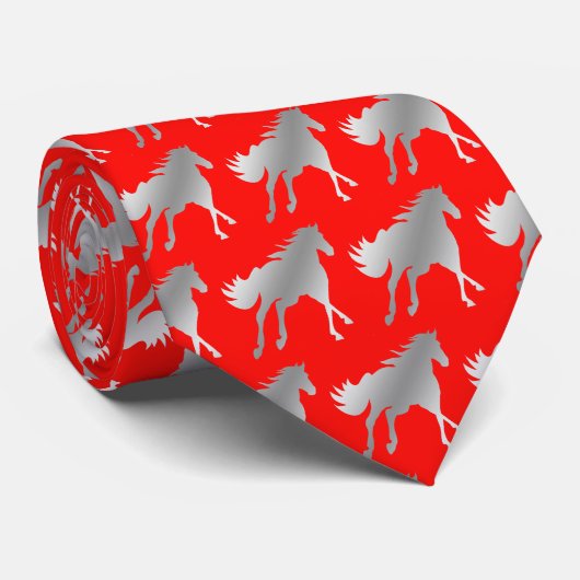 Horse Mustang Team Mascot Football Necktie Stropdas (Opgerold)