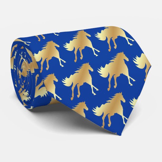 Horse Mustang Team Mascot Football Necktie Stropdas (Opgerold)