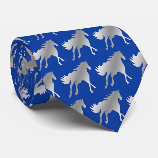 Horse Mustang Team Mascot Football Necktie Stropdas (Opgerold)
