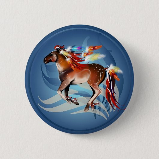 Horse N Bright Feathers Button (Voorkant)
