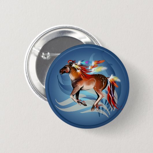 Horse N Bright Feathers Button (Voorkant /achterkant)