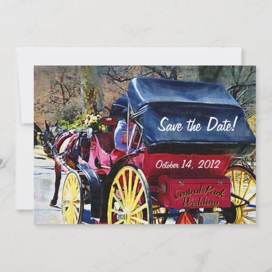 Horse n Buggy Save the Date Wedding Kaart (Voorkant)