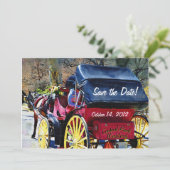 Horse n Buggy Save the Date Wedding Kaart (Staand voorkant)