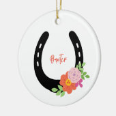 Horse NAME Memorial FOTO Hoefijzer Keepsake Keramisch Ornament (Links)