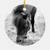 Horse NAME Memorial FOTO Hoefijzer Keepsake Keramisch Ornament (Achterkant)