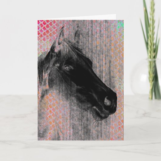 Horse Negative Colorful Birthday Kaart (Voorkant)