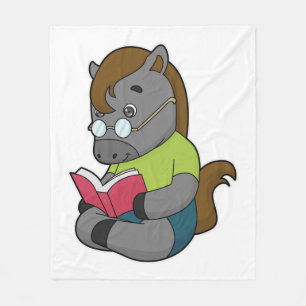 Horse Nerd Book Glasses Fleece Deken