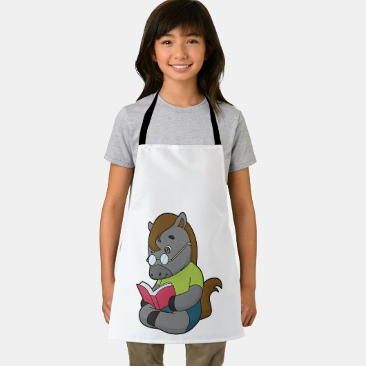 Horse Nerd Book Glasses Schort (Insitu)