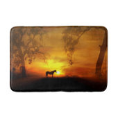 Horse Oak Trees Sunrise Bathmat Badmat (Voorkant)