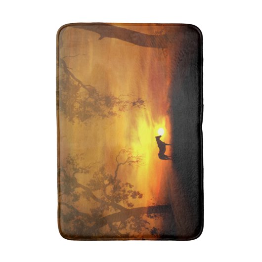 Horse Oak Trees Sunrise Bathmat Badmat (Voorkant Verticaal)