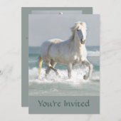 Horse Ocean Beauty Invitation Kaart (Voorkant / Achterkant)