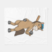Horse on Baseball with Baseball Fleece Deken (Voorkant (Horizontaal))