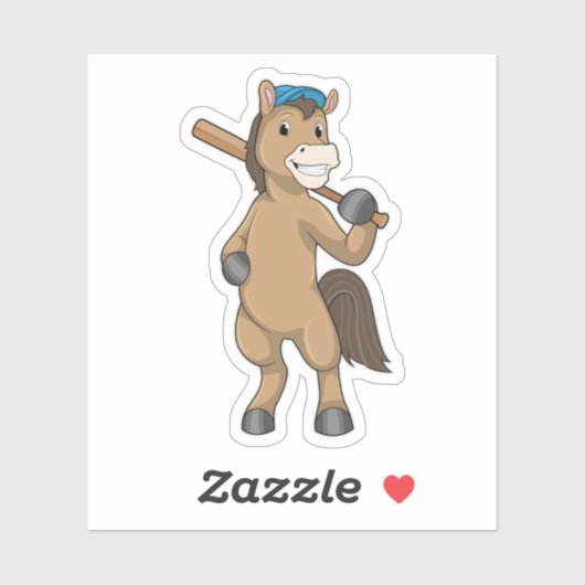 Horse on Baseball with Baseball Sticker (Vel)