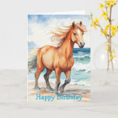 Horse on Beach Birthday Kaart (Gele Bloem)