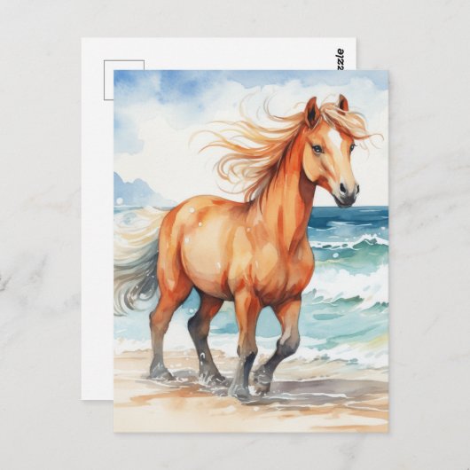 Horse on Beach Briefkaart (Voorkant / Achterkant)
