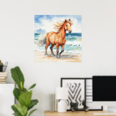 Horse on Beach Poster (Thuiskantoor)