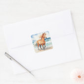 Horse on Beach Vierkante Sticker (Envelop)