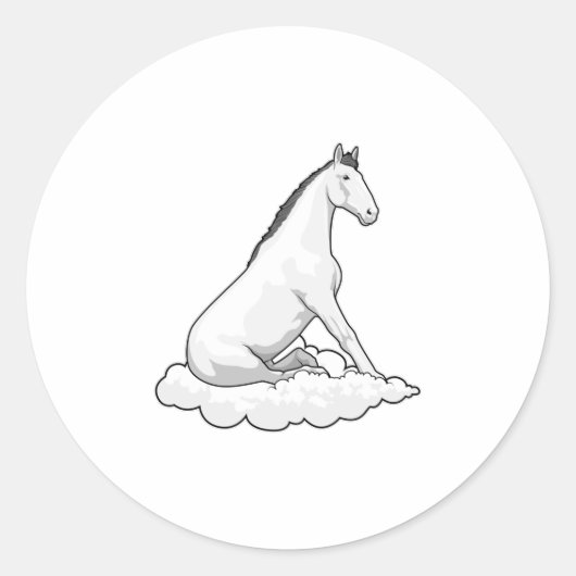 Horse on Cloud Ronde Sticker (Voorkant)