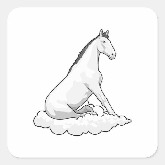 Horse on Cloud Vierkante Sticker (Voorkant)