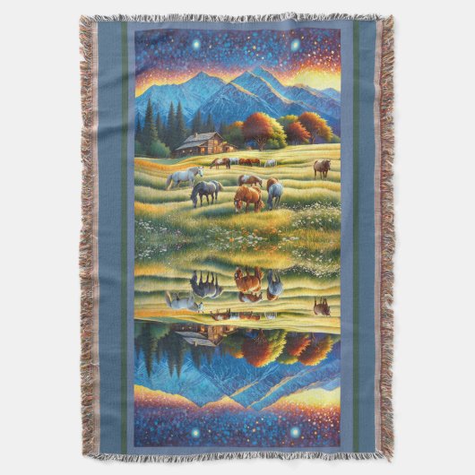 Horse on Farm Wildflower Meadow Deken (Voorkant Verticaal)