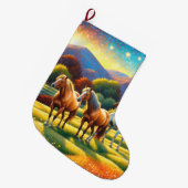 Horse on Farm Wildflower Meadow Grote Kerstsok (Voorkant (Hangend))