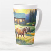 Horse on Farm Wildflower Meadow Latte Mok (Rechterhoek)
