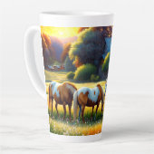 Horse on Farm Wildflower Meadow Latte Mok (Linkerhoek)