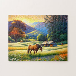 Horse on Farm Wildflower Meadow Legpuzzel