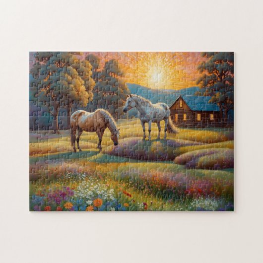 Horse on Farm Wildflower Meadow Legpuzzel (Horizontaal)