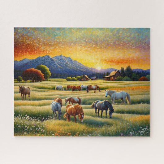 Horse on Farm Wildflower Meadow Legpuzzel (Horizontaal)