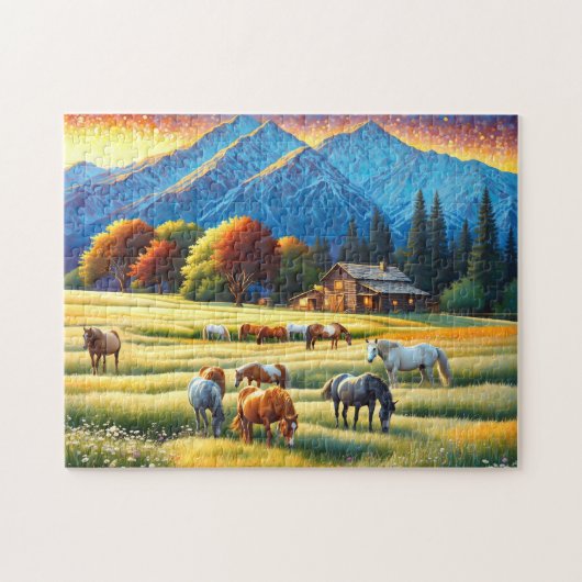 Horse on Farm Wildflower Meadow Legpuzzel (Horizontaal)
