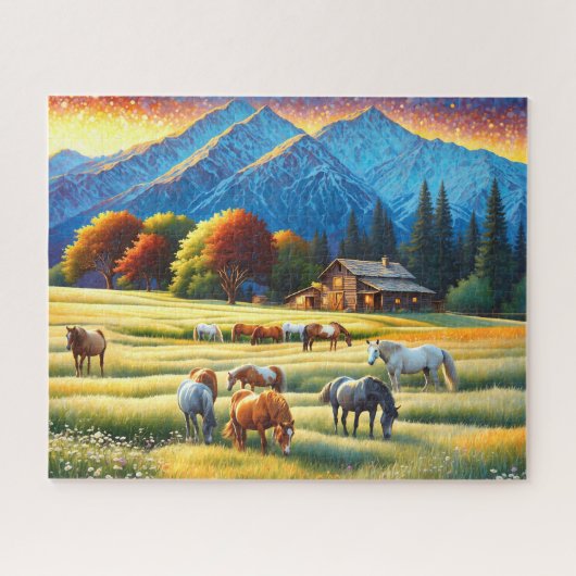Horse on Farm Wildflower Meadow Legpuzzel (Horizontaal)