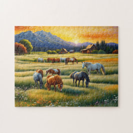 Horse on Farm Wildflower Meadow Legpuzzel