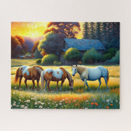 Horse on Farm Wildflower Meadow Legpuzzel