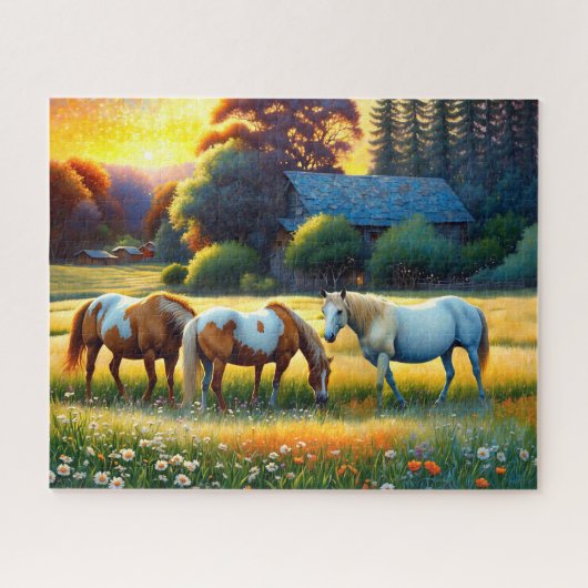 Horse on Farm Wildflower Meadow Legpuzzel (Horizontaal)