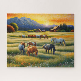 Horse on Farm Wildflower Meadow Legpuzzel