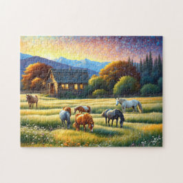 Horse on Farm Wildflower Meadow Legpuzzel