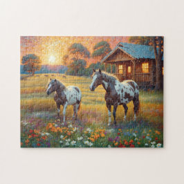 Horse on Farm Wildflower Meadow Legpuzzel