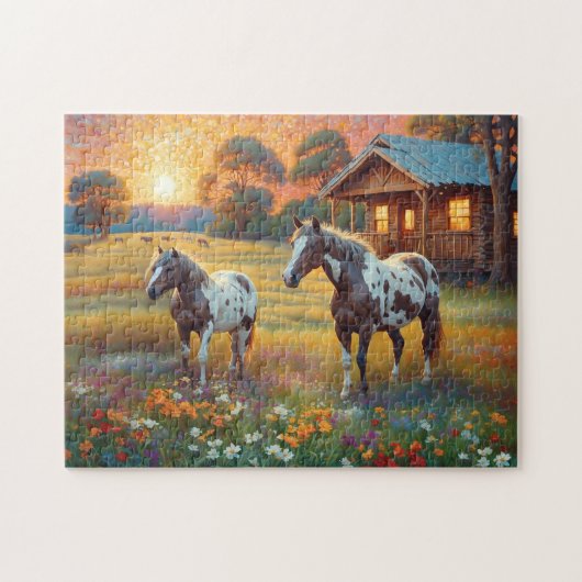 Horse on Farm Wildflower Meadow Legpuzzel (Horizontaal)