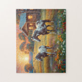 Horse on Farm Wildflower Meadow Legpuzzel (Verticaal)