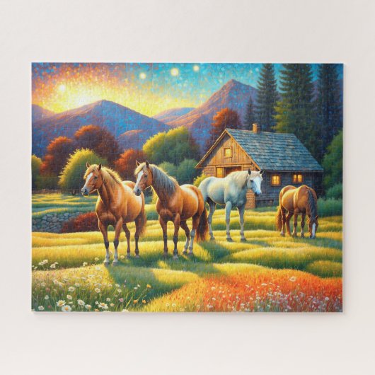 Horse on Farm Wildflower Meadow Legpuzzel (Horizontaal)