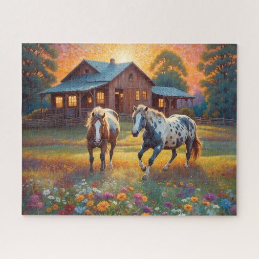 Horse on Farm Wildflower Meadow Legpuzzel (Horizontaal)